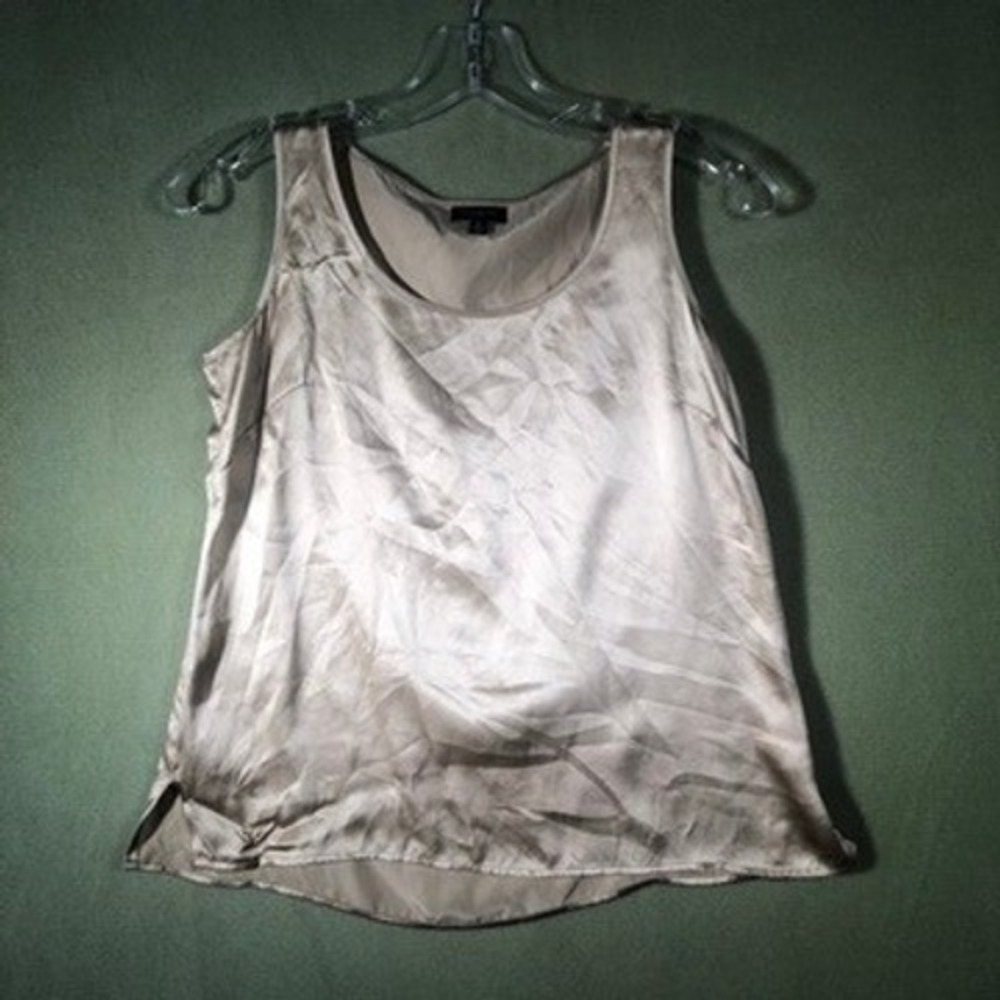 Talbots Tank Top Womens 2P Taupe Beige 100% Silk Scoop Neck Sleeveless Shell